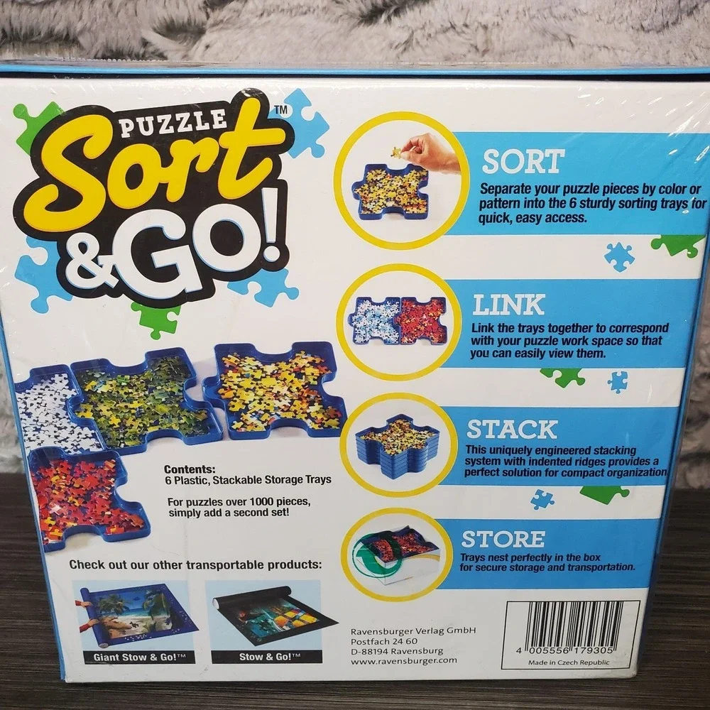 Sort & Go! Jigsaw Puzzle Accessory Plastic Puzzle Shaped Sorting Trays Fun Game